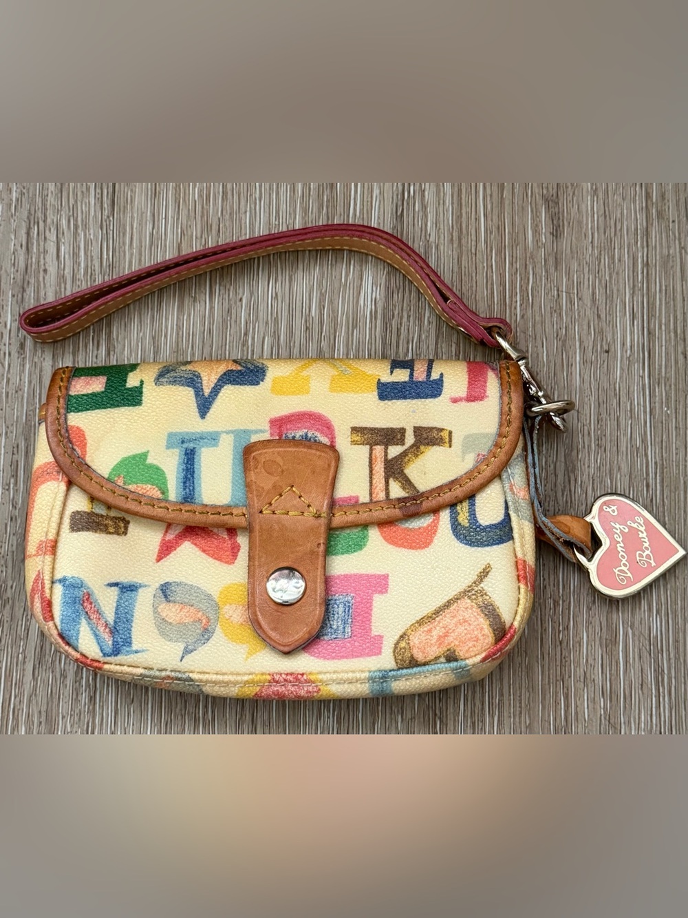 Dooney & Bourke Vintage Wristlet-Graffiti Multicolor Logo-Coated Canvas-Y2K
